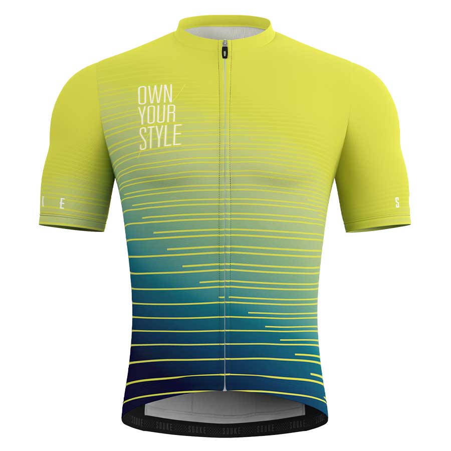 Souke Men's Pro Cycling Short Sleeve Cycling Jersey with 3 Rear Pockets CS1102-Yellow Souke, Soukesports, Cycling Jersey, Cycling Shorts, Bike shorts, Men's Cycling Shorts, Cycling Jersey CS1102-Yellow