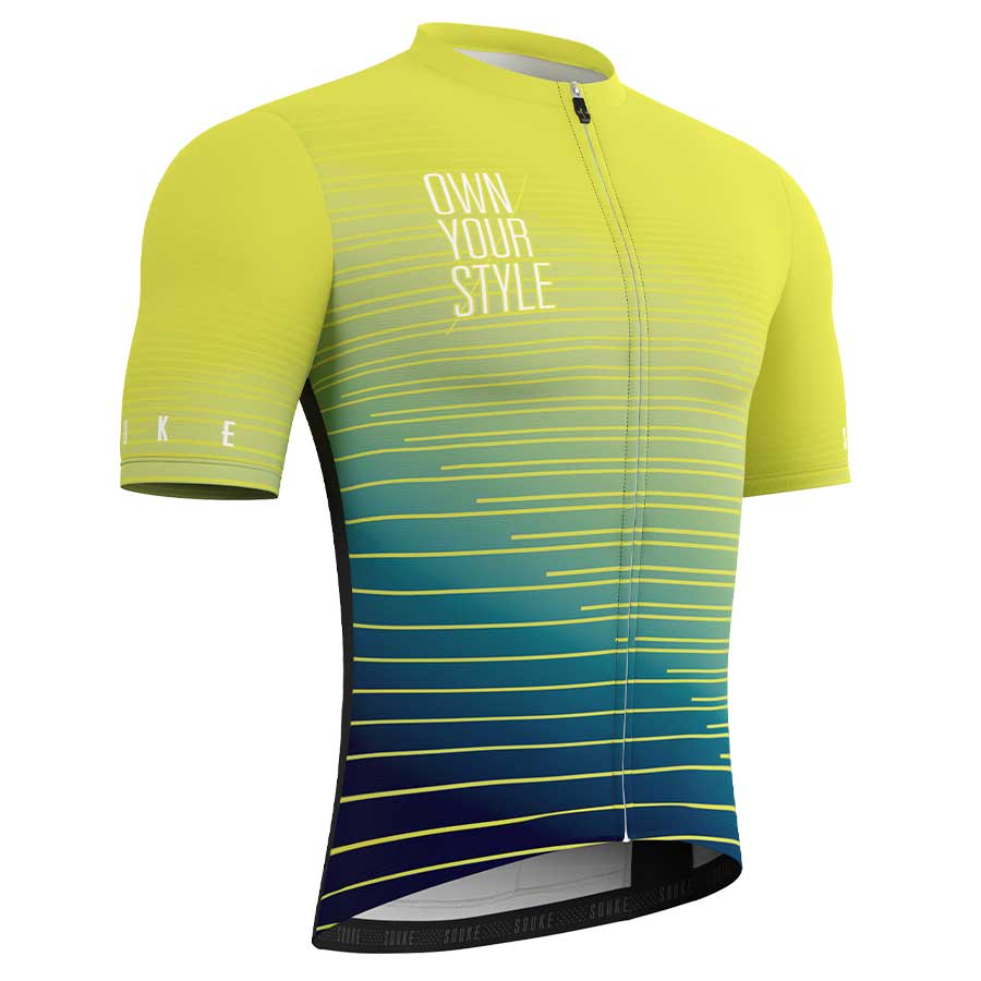 Souke Men's Pro Cycling Short Sleeve Cycling Jersey with 3 Rear Pockets CS1102-Yellow