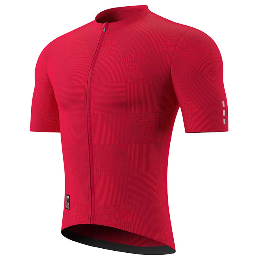 SOUKE, SOUKE SPORTS, RED, CS1103, MEN'S, CYCLING JERSEY PRO, SUMMER,Men's Cycling SSL Jersey, QUICK DRY, with 3 Rear Pockets, TOP, BIKER SHORT, EXTREME COMFORT, HIGH VISIABLE.