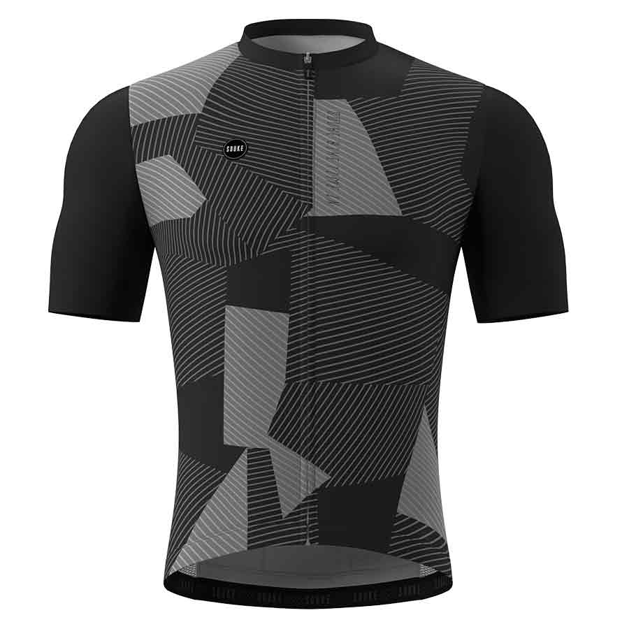 Souke Men's Hi Race Quick Dry Short Sleeve Cycling Jersey, Extreme Comfort, CS1107 - Black-front Souke, Soukesports, Cycling Jersey, Cycling Shorts, Bike shorts, Men's Cycling Shorts, Cycling Jersey- CS1107 - Black