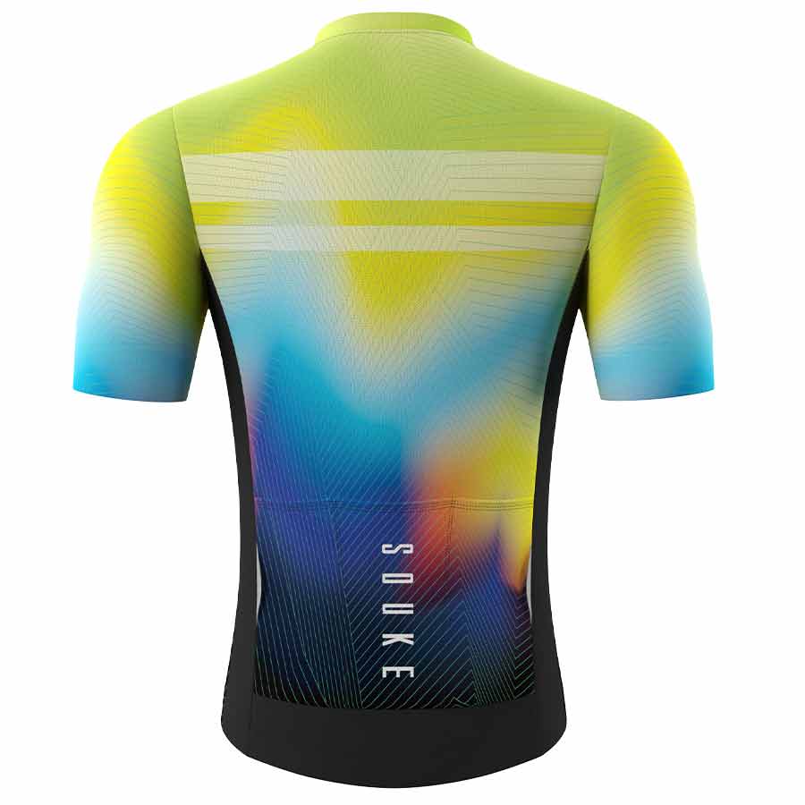 Souke Men's Hi Race Quick Dry Tie Dye Pro Biker Short Sleeve Cycling Jersey, Extreme Comfort, CS1104-Green SOUKE, SOUKE SPORTS, GREEN, CS1104, MEN'S, CYCLING JERSEY PRO, SUMMER,Men's Cycling SSL Jersey, QUICK DRY, with 3 Rear Pockets, TOP, BIKER SHORT, EXTREME COMFORT, HI RACE, HIGH VISIABLE.