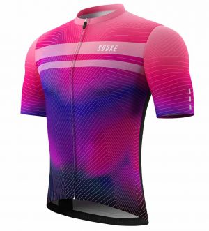 Souke Men's Hi Race Quick Dry Tie Dye Pro Biker Short Sleeve Cycling Jersey, Extreme Comfort, CS1104-Pink