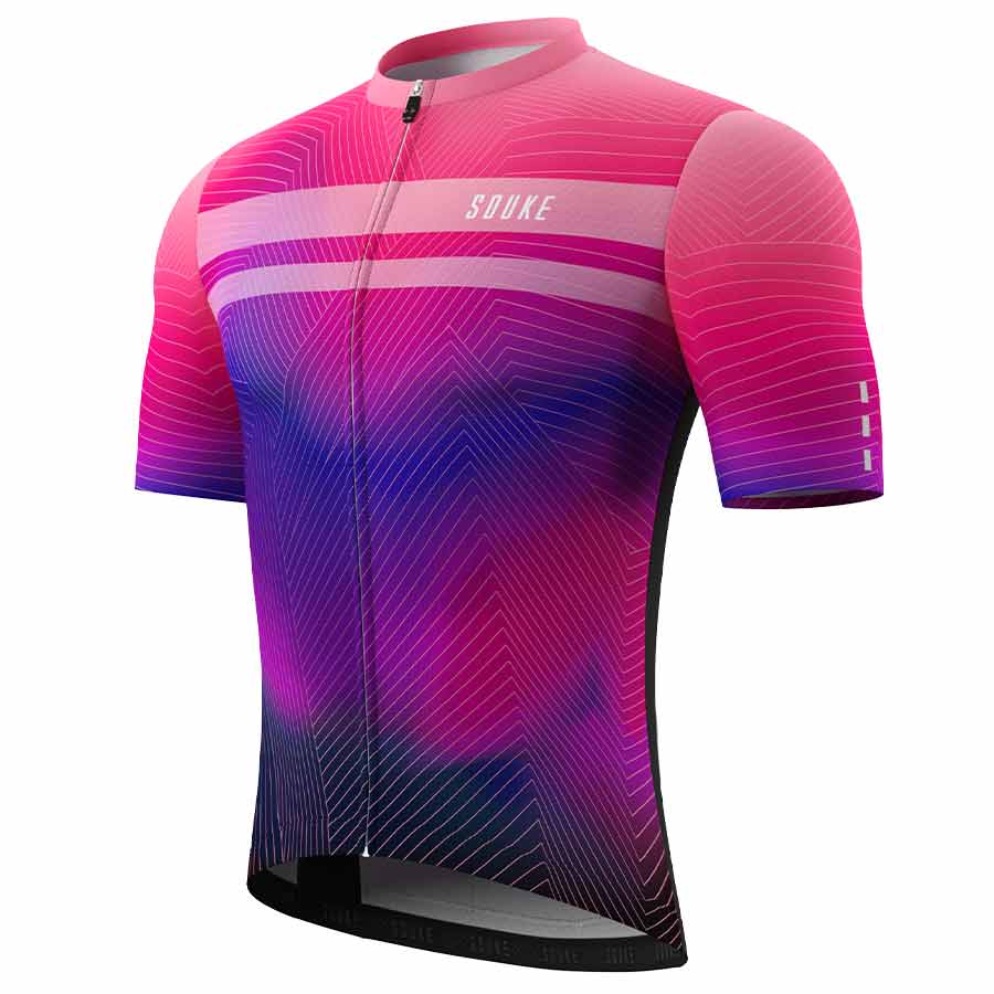 SOUKE, SOUKE SPORTS, PINK, CS1104, MEN'S, CYCLING JERSEY PRO, SUMMER,Men's Cycling SSL Jersey, QUICK DRY, Tie DYE PRO, with 3 Rear Pockets, TOP, BIKER SHORT, EXTREME COMFORT, HI RACE, HIGH VISIABLE.