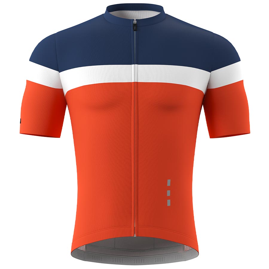 Souke Men's High Visible Pro Team Race Fit Cycling Jersey with 3 Rear Pockets-CS1106-Dark blue-Orange Souke, Soukesports, Cycling Jersey, Cycling Shorts, Bike shorts, Men's Cycling Shorts, Cycling Jersey CS1106-Dark blue-Orange
