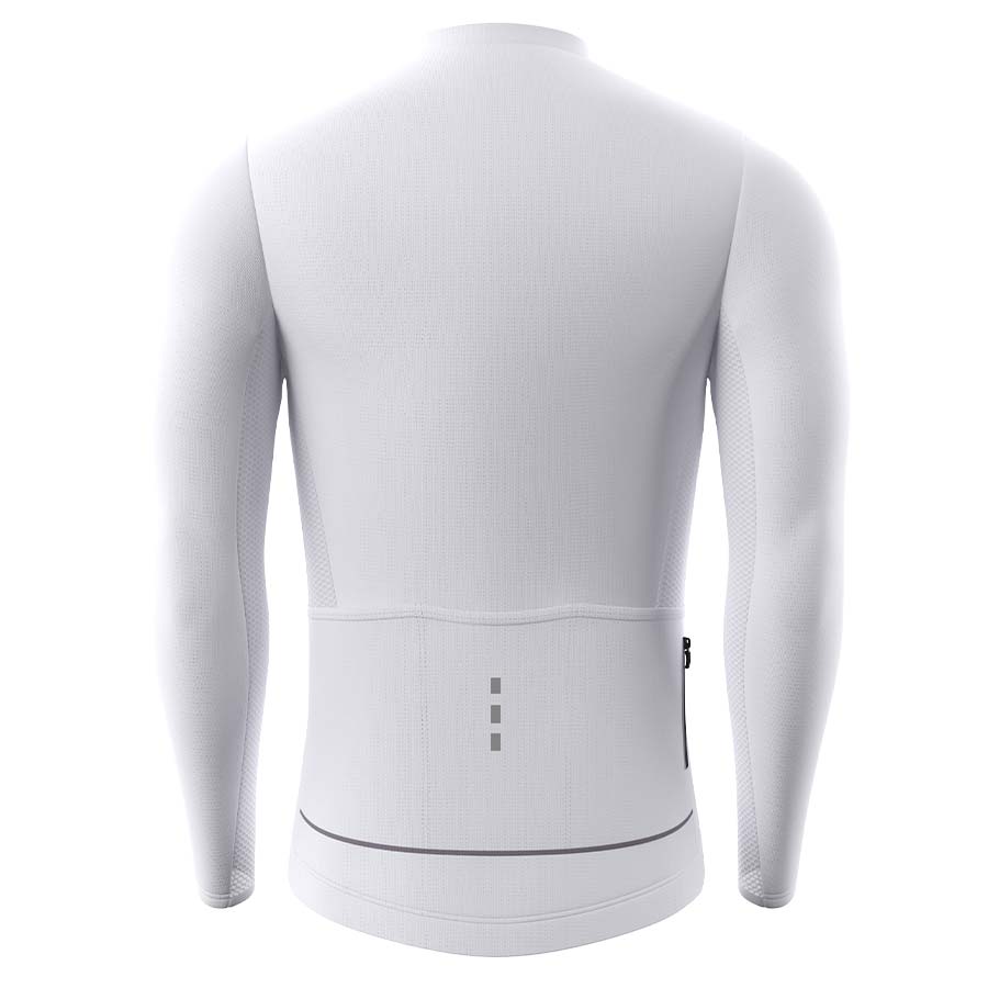 Souke Men's Long Sleeve Cycling Jersey Quick Dry & Race Cut - CL1205 - White-back Souke, Soukesports, Cycling Jersey, Race Fit Solid Cycling Jersey, Men's Long Sleeve Cycling Jersey, Cycling Jersey-CL1205 - White