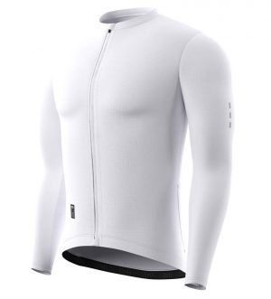 Souke, Soukesports, Cycling Jersey, Race Fit Solid Cycling Jersey, Men's Long Sleeve Cycling Jersey, Cycling Jersey-CL1205 - White
