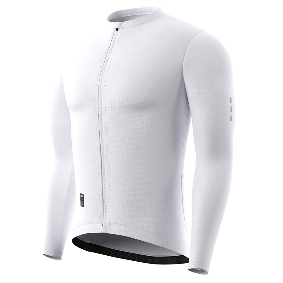 Souke, Soukesports, Cycling Jersey, Race Fit Solid Cycling Jersey, Men's Long Sleeve Cycling Jersey, Cycling Jersey-CL1205 - White