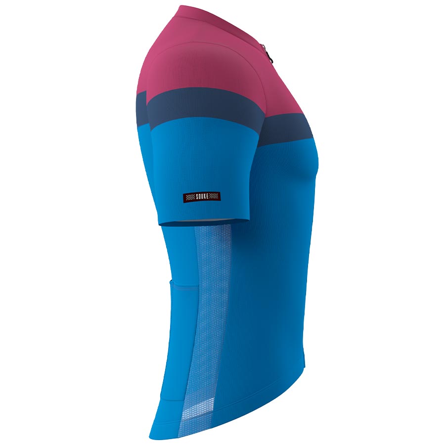 Souke Men's Pro Team Race Fit Cycling Jersey-CS1106-Red-Blue-side Souke, Soukesports, Cycling Jersey, Cycling Shorts, Bike shorts, Men's Cycling Shorts, Cycling Jersey-CS1106-Red-Blue