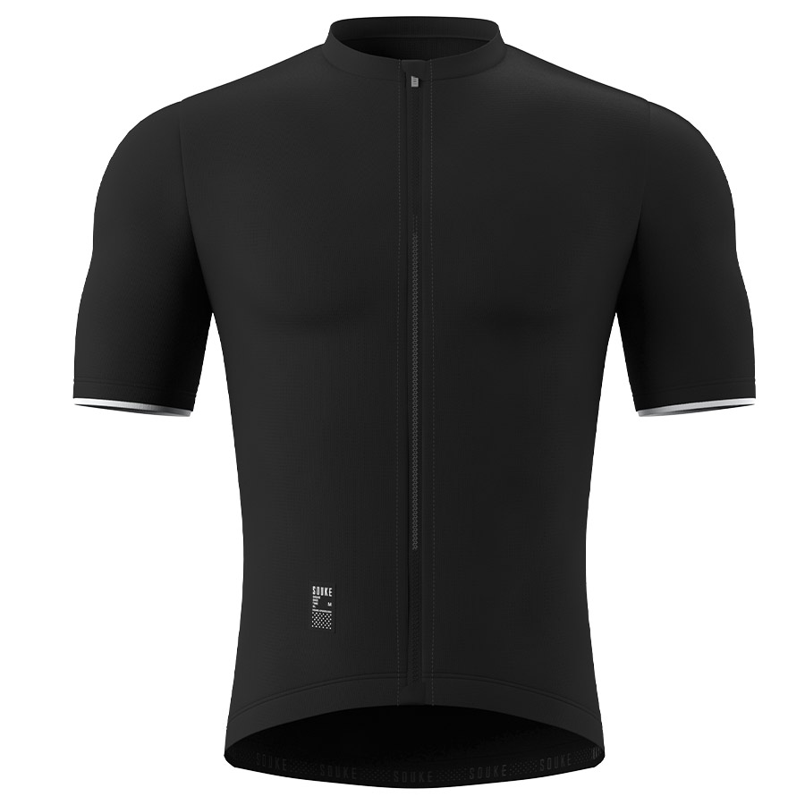 Souke Men's Pro Team Race Fit Solid Cycling Jersey-CS1105-Black (4) SOUKE, SOUKE SPORTS, BLACK, CS1105, MEN'S, CYCLING JERSEY PRO, SUMMER,Men's Cycling SSL Jersey, QUICK DRY, Tie DYE PRO, with 3 Rear Pockets, TOP, BIKER SHORT, EXTREME COMFORT, HI RACE, PRO TEAM RACE, FIT SOLID