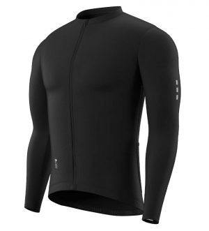 Souke, Soukesports, Cycling Jersey, Race Fit Solid Cycling Jersey, Men's Long Sleeve Cycling Jersey, Cycling Jersey-CL1205 - Black