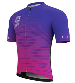 Souke Men's Quick Dry Cycling Short Sleeve Cycling Jersey with 3 Rear Pockets CS1102-Purple