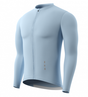 Souke Men's Long Sleeve Cycling Jersey with 3 Rear Pockets, Race Cut and Light Weight, zip pocket added - CL1201 - Grey