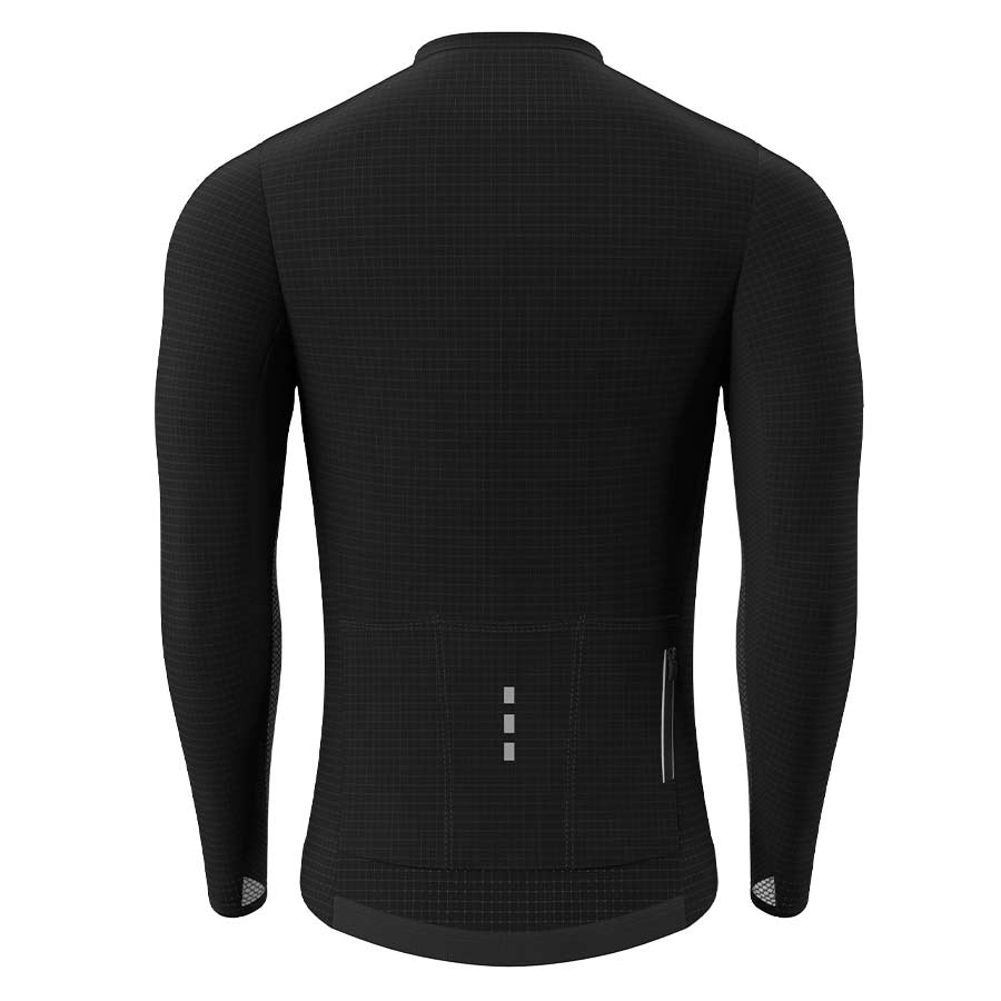 Souke Men's Long Sleeve Cycling Jersey with 3 Rear Pockets, Race Cut and Light Weight, zip pocket added - CL1201 - Black1 souke, souke custom, customize cycling jersey,long sleeve,autumn and winter, mens,light weight,cl1201,black