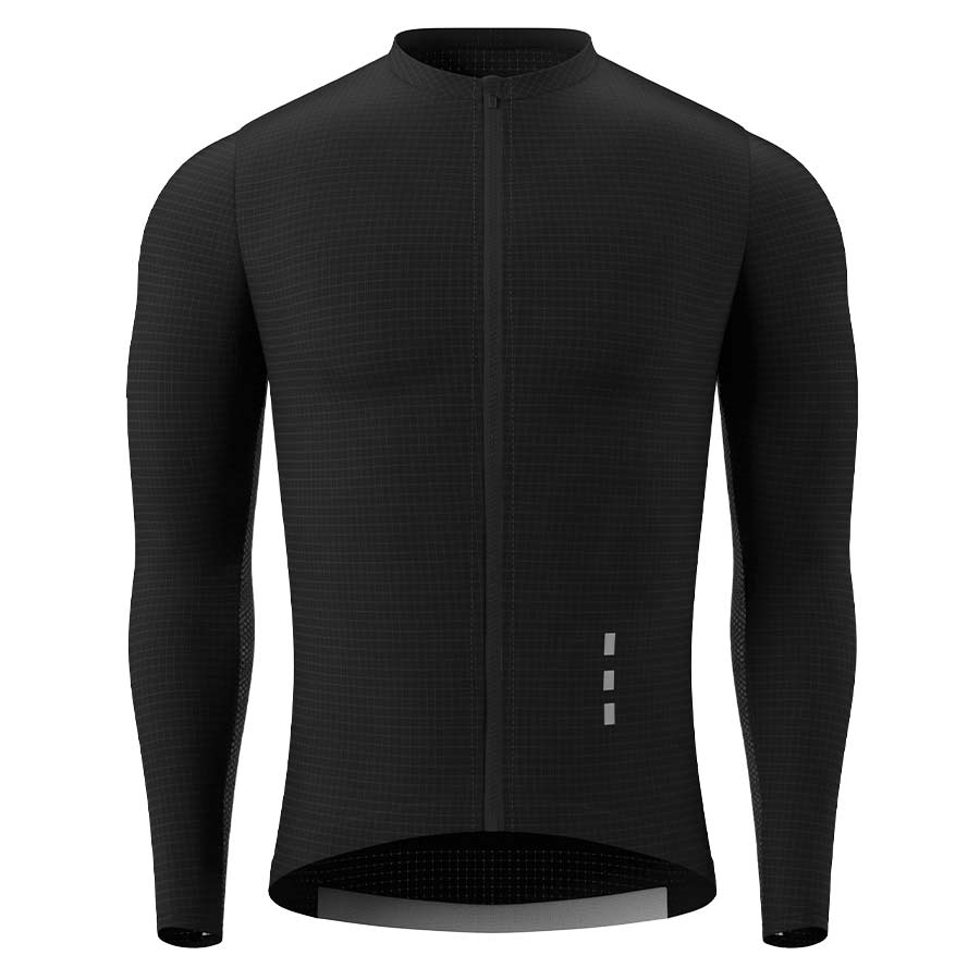 Souke Men's Long Sleeve Cycling Jersey with 3 Rear Pockets, Race Cut and Light Weight, zip pocket added - CL1201 - Black souke, souke custom, customize cycling jersey,long sleeve,autumn and winter, mens,light weight,cl1201,black
