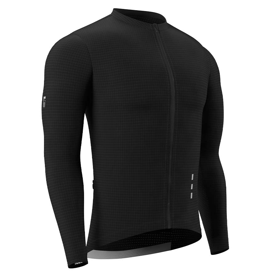 Souke Men's Long Sleeve Cycling Jersey with 3 Rear Pockets, Race Cut and Light Weight, zip pocket added - CL1201 - Black5 souke, souke custom, customize cycling jersey,long sleeve,autumn and winter, mens,light weight,cl1201,black