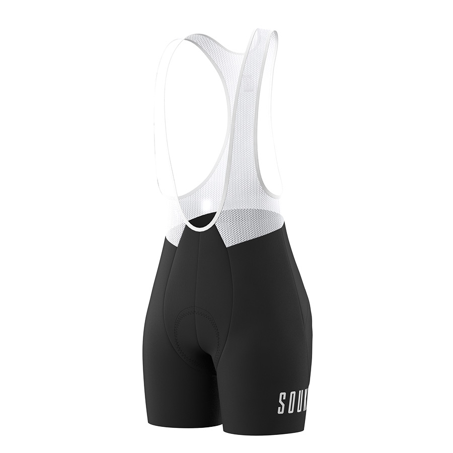 SOUKE BS1502 Women's bib shorts black 2 souke sports, souke, cycling bib shorts, bib shorts for women, souke bs1502, black bib shorts, women's bibs, cycling clothing, women's cycling bottoms, bibs with Chamois,