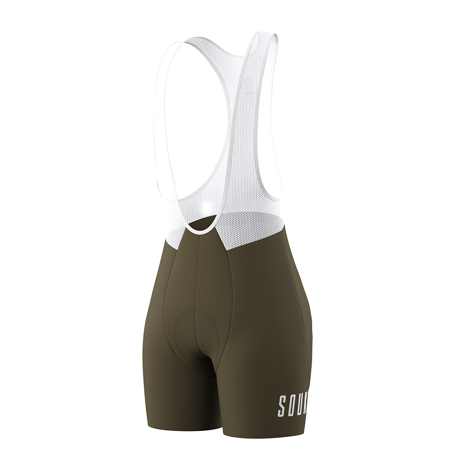 SOUKE BS1502 Women's bib shorts green 2 souke sports, souke, cycling bib shorts, bib shorts for women, souke bs1502, black bib shorts, women's bibs, cycling clothing, women's cycling bottoms, bibs with Chamois,